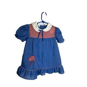 Vintage Robyn Sue size 5‎ little girls blue with red gingham dress